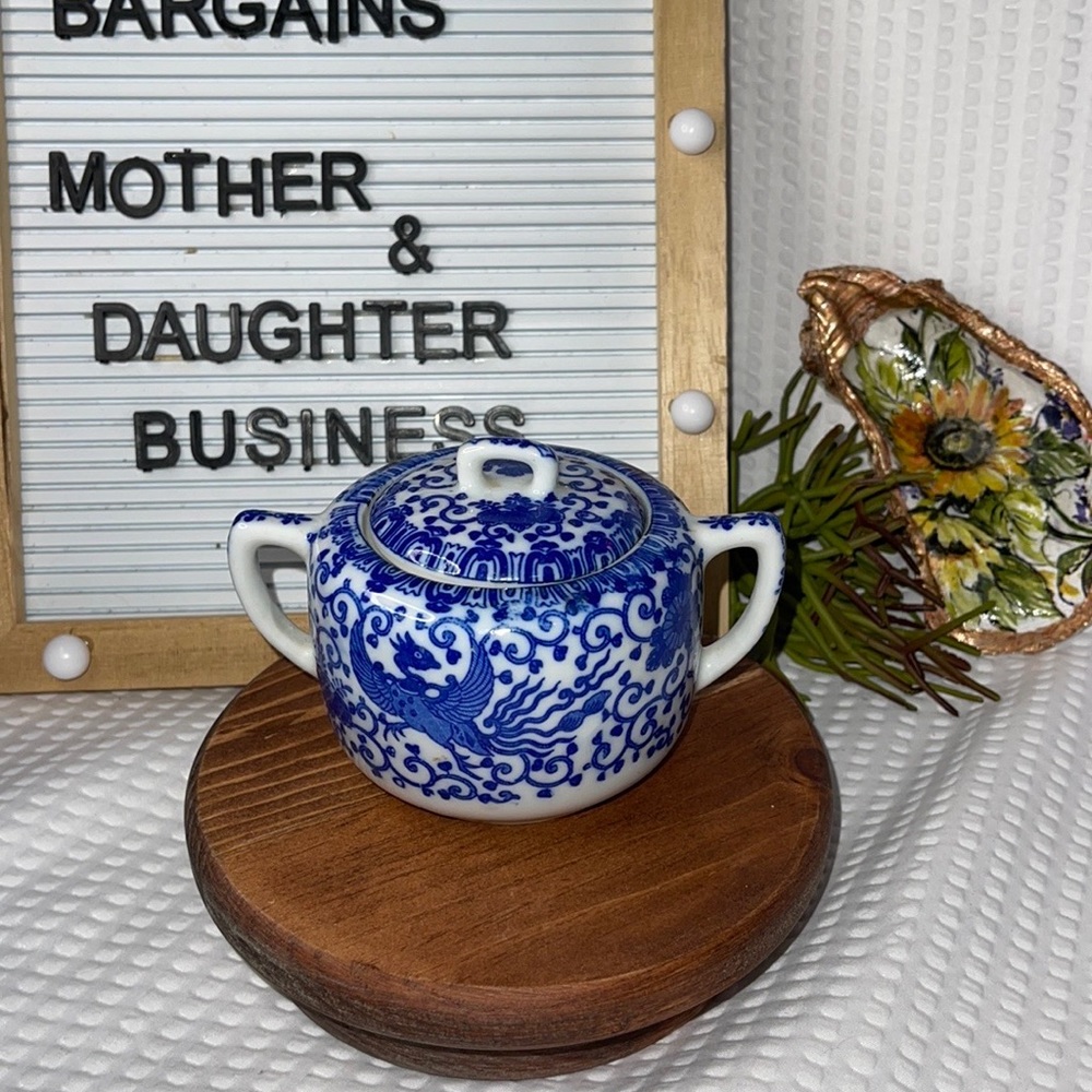 Phoenix Ware Sugar Blue & White Porcelain China Japan Vintage. - Picture 1 of 6